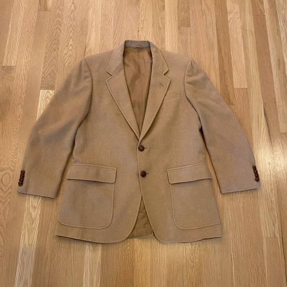 Vintage Mens Classic Mongolian Camel Hair Tan Sport Coat /  Size 41 Regular - Picture 1 of 13